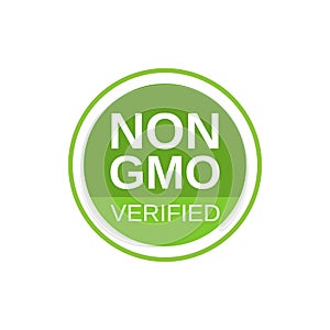 Non GMO verified label. GMO free icon. No GMO design element for tags, product packag, food symbol, emblems, stickers