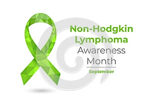 Non-hodgkin Lymphoma Awareness Monthm green polygonal ribbon