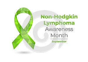 Non-hodgkin Lymphoma Awareness Monthm green polygonal ribbon photo