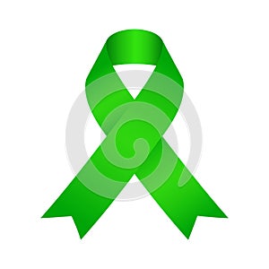 Non hodgkin's lymphoma ribbon. Green ribbon NHL cancer. Vector illustration