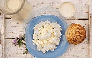 non-homogenized Homemade milk and homemade cottage cheese.