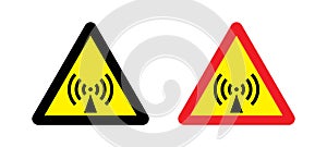 Beware non-ionising Radiation Symbol and Label. Non-ionizing radiation hazard warning signboard photo