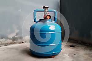 Non operational blue LPG cylinder in a quiet state