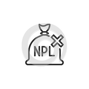 Non performing loans, NPL line icon