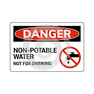 Non potable water danger sign. Drinkable faucet forbidden unsafe water symbol.