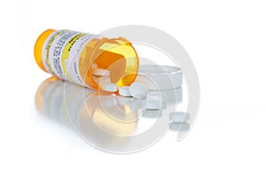 Non-Proprietary Medicine Prescription Bottle and Spilled Pills I photo