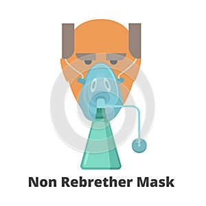 Non-rebreather mask vector icon. Vector illustration of a man wearing a non-rebreather mask