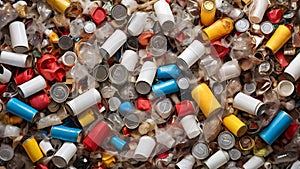 non recyclable pile of waste , plastic and tin cans photo