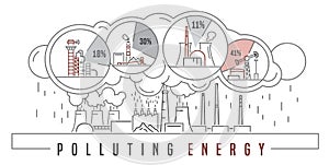 Polluting energy. Editable vector illustration. Landscape poster