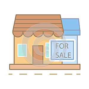 Non residential property sale icon. Simple line, outline vector elements of color real estate market icons for ui and ux, website