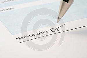 Non smoker tick box on a form