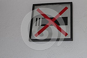 Non-smoking sign symbol placed on the wall