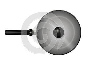 Non-stick pan with lid. isolated image.