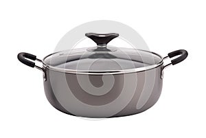 Non-stick sauce pan on white background
