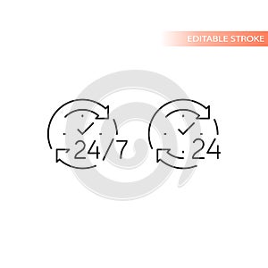 24 7 non stop arrow circle loop vector icon