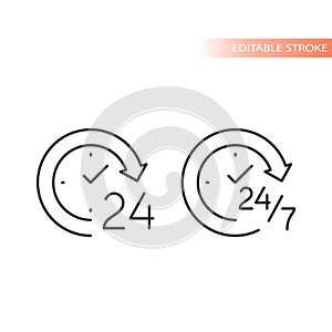 24 7 non stop arrow circle loop vector icon