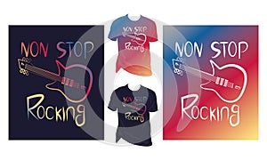 Non stop Rocking set and roll vector t-shirt typography white red black color vintage music t shirt design