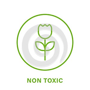 Non Toxic Proven Line Green Icon. No Toxin Chemical Safety Product Guarantee Outline Pictogram. Free Toxic Certified photo