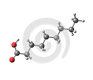 Nonanoic (pelargonic) acid molecule isolated on white