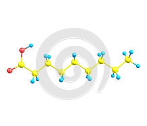 Nonanoic (pelargonic) acid molecule isolated on white