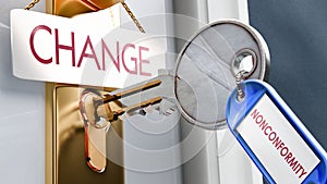 Nonconformity leads to Change - it\'s a key to unlock change photo