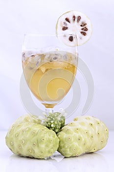 Noni fruit juice or Morinda Citrifolia and noni slice for health