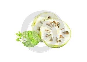 Noni fruits on white isolated background