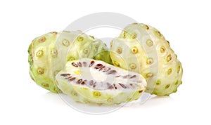 Noni or morinda citrifolia fruit  on white background