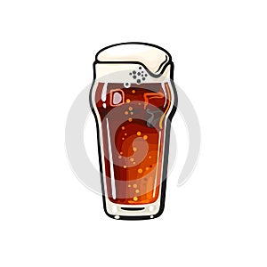 Nonic pint beer glass. Hand drawn vector illustration isolated on white