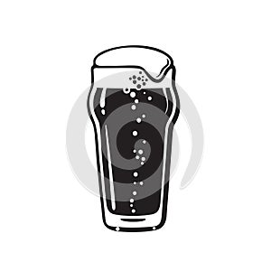 Nonic pint beer glass. Hand drawn vector illustration on white background.