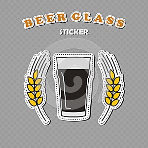 Nonic pint beer glass and two wheat spikes stickers