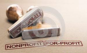 Nonprofit vs for-profit organization concept