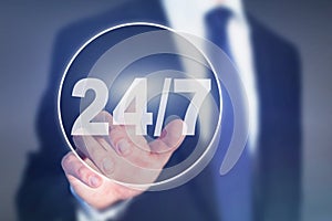 Nonstop service support concept, button 24/7