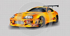 NONTHABURI THAILAND-JUNE 20 : Toyota Supra vector illustration on transparent background, racing exclusive car with