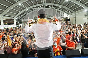 Nonthaburi ,Thailand - March 10,2019 : Mr.Thanathorn juangroongruangkit,The leader of Future Forward Party FWP during speak for