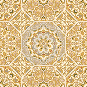 Nontrivial color abstract mandala pattern, vector seamless