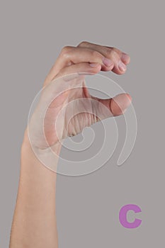 Nonverbal alphabet . Letter C on grey background