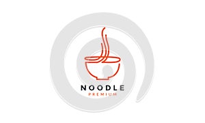 Noodle with bowl line modern simple logo vector icon illustration design