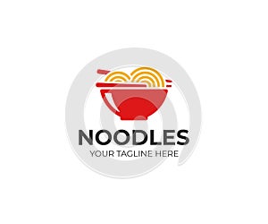 Noodle bowl logo template. Chinese food vector design photo