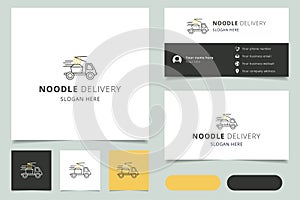 Noodle delivery logo design with editable slogan. Branding book and business card template.