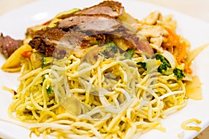 Noodle Dish with Pork and Mixed Vegetables