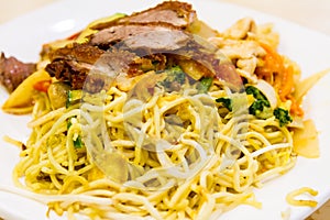 Noodle Dish with Pork and Mixed Vegetables