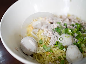 Noodle with pork chops and meat ball