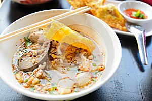 Noodle pork spicy soup thai style