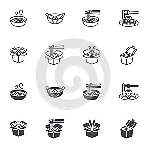 Noodle and ramen icon set