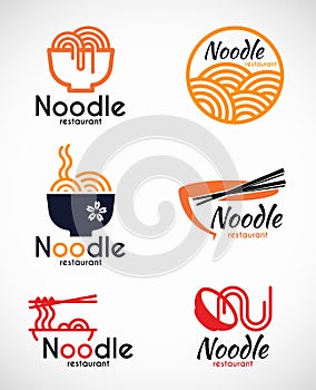 Noodle restaurant and food logo vector design