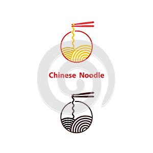 Noodle restaurant and food logo vector design.Chinese noodle log