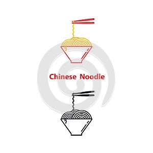 Noodle restaurant and food logo vector design.Chinese noodle log