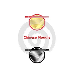 Noodle restaurant and food logo vector design.Chinese noodle log