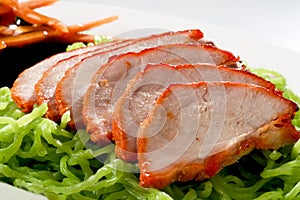 Noodle Roast duck on plate